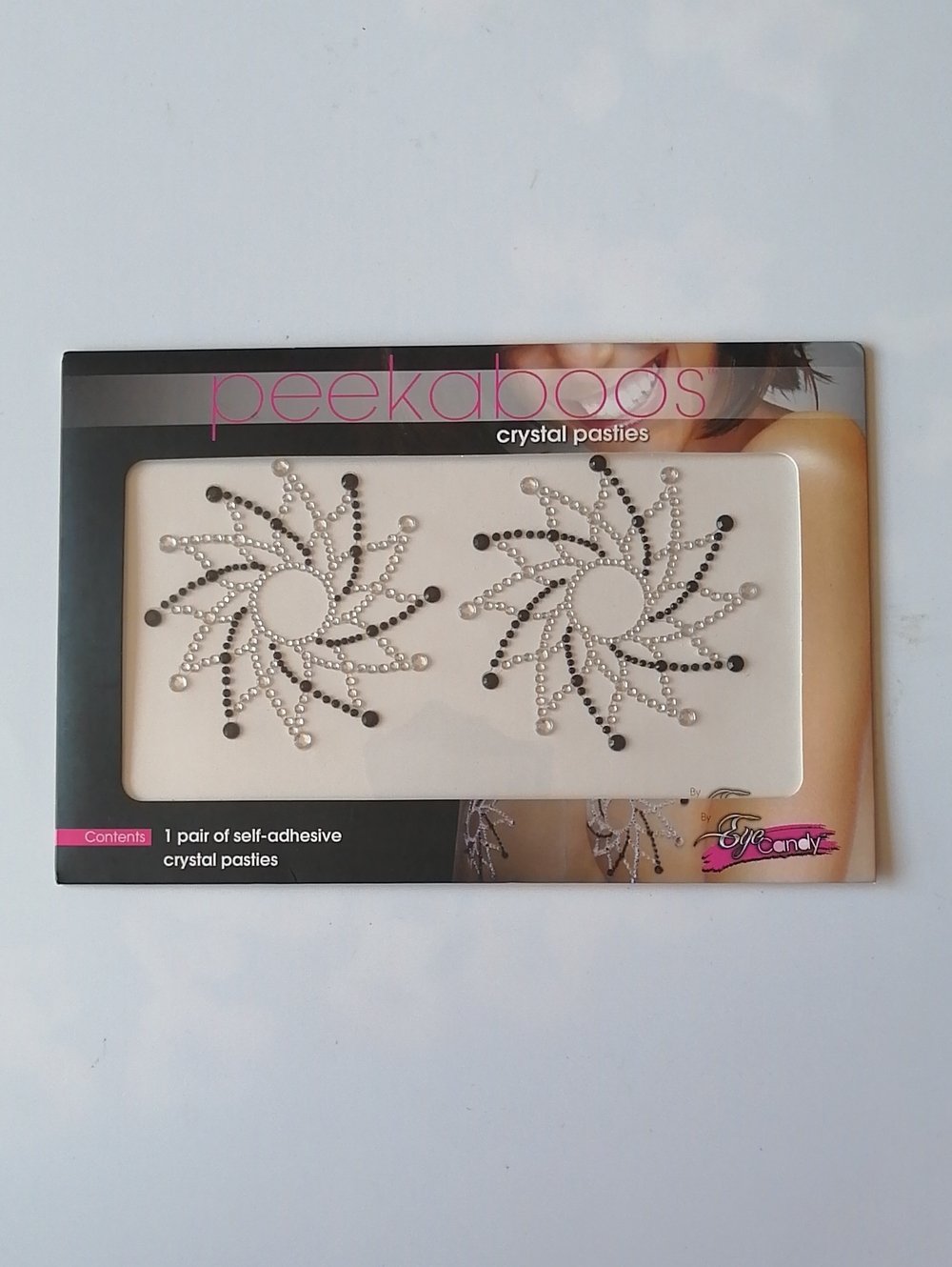 Peekaboos Crystal Pasties Body Jewels Clear Black Rhinestone Starburst